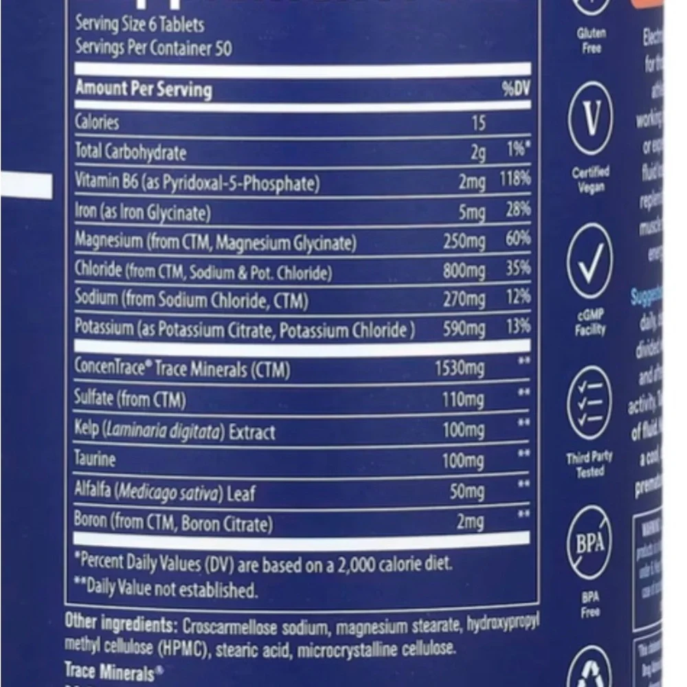 Trace Electrolyte Stamina Hydration Support Tablets